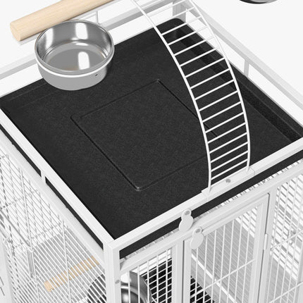 Parrot Cage with 3 Doors, 2 Perches, Wheels, White
