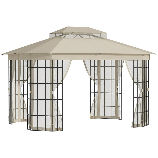 Outdoor-Pavillon, Doppeldach - 3,65x3m, Moskitonetz