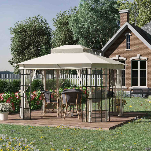 Outdoor-Pavillon, Doppeldach - 3,65x3m, Moskitonetz