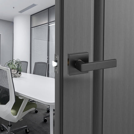 Passage Door Lever, Matte Black, Reversible 45-Degree Turn