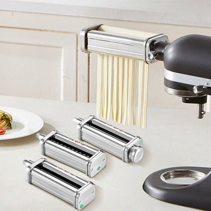 Pasta Roller Cutter Set for Stand Mixer, 3-Piece Stainless Steel