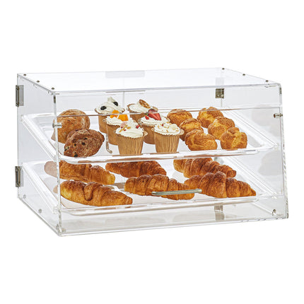 Pastry Display Case, 2-Tier Acrylic, Rear Door, 52.6cm