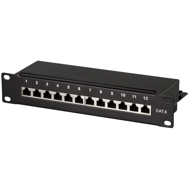 Patchpanel 12-Port Cat6 für 10" Rack U1 Schwarz