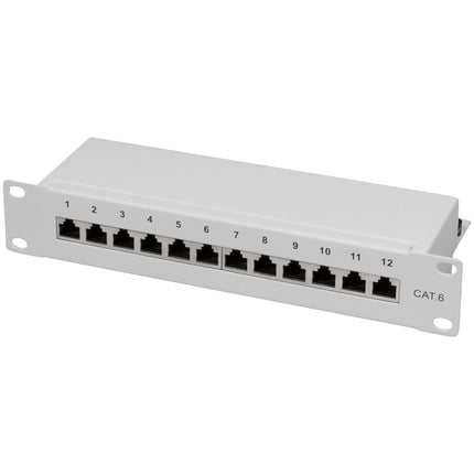 Patchpanel 12-Ports Cat6 für 10" Rack U1 Grau