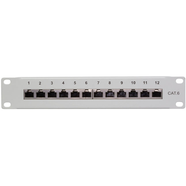 Patchpanel 12-Ports Cat6 für 10" Rack U1 Grau