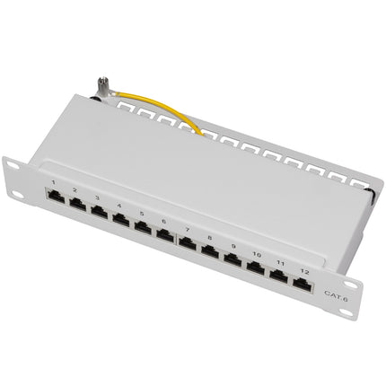 Patchpanel 12-Ports Cat6 für 10" Rack U1 Grau