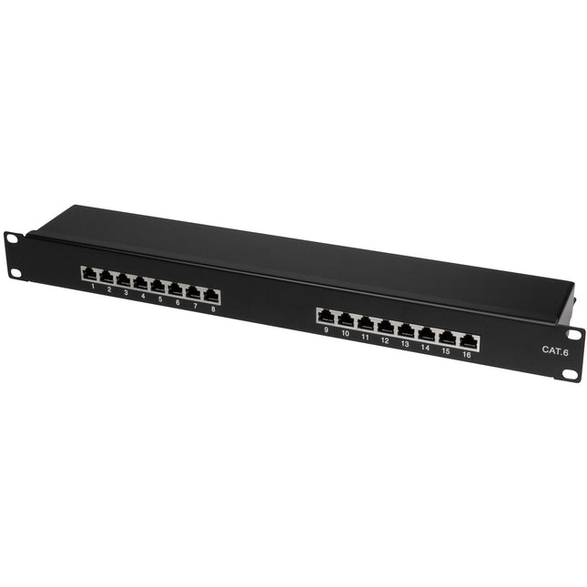 Patchpanel 16-Ports Cat6 für 19"-Rack U1 Schwarz