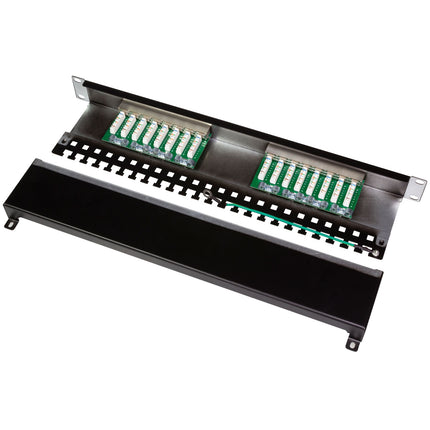 Patch panel 16-ports Cat6 for 19" rack U1 Black
