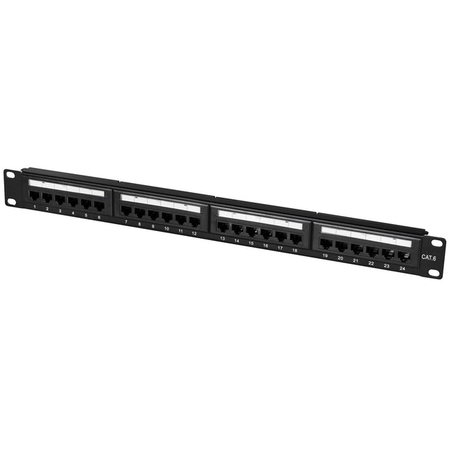 Patchpanel 24-Ports Cat6 für 19"-Rack U1 Schwarz
