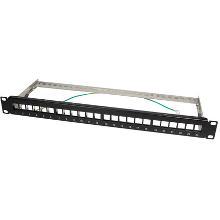 Patchpanel für 24 Keystone-Buchsen für 19" Rack U1 Schwarz