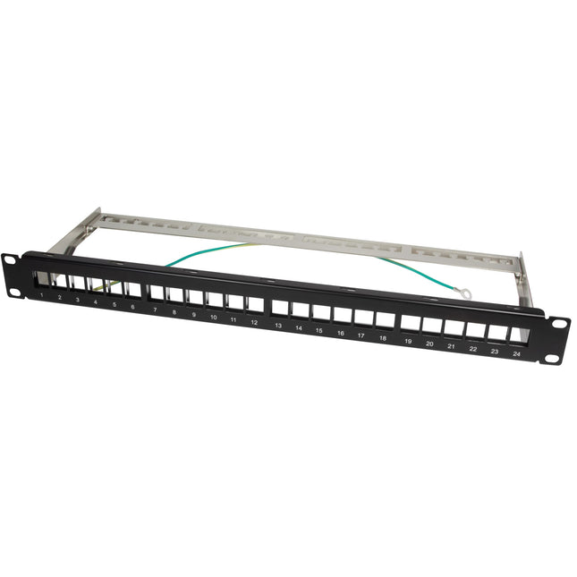 Patchpanel für 24 Keystone-Buchsen für 19" Rack U1 Schwarz