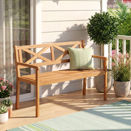 Gartenbank, Akazienholz, 2-Sitzer, Armlehnen, Rückenlehne