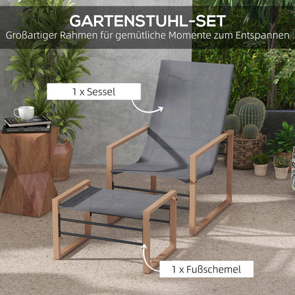 Gartenstuhl-Set mit Netzbespannung, Metallrahmen, Dunkelgrau