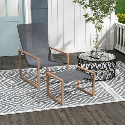 Gartenstuhl-Set mit Netzbespannung, Metallrahmen, Dunkelgrau