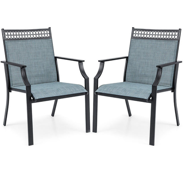 Patio Chairs Set of 2, All-Weather Breathable Fabric, Blue