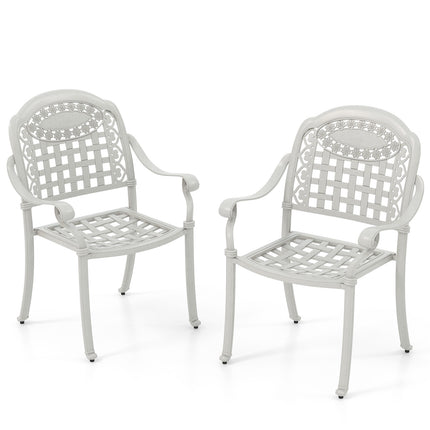 Patio-Essstühle, 2er-Set, Aluminiumguss, Weiß