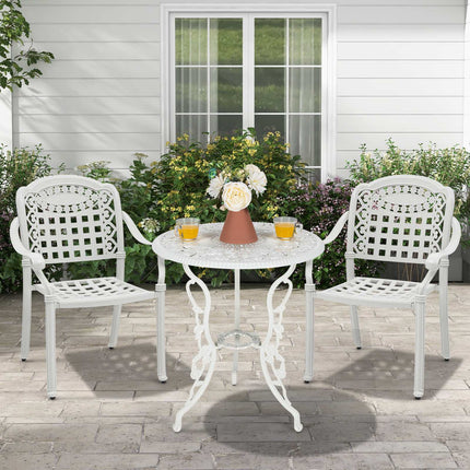 Patio-Essstühle, 2er-Set, Aluminiumguss, Weiß