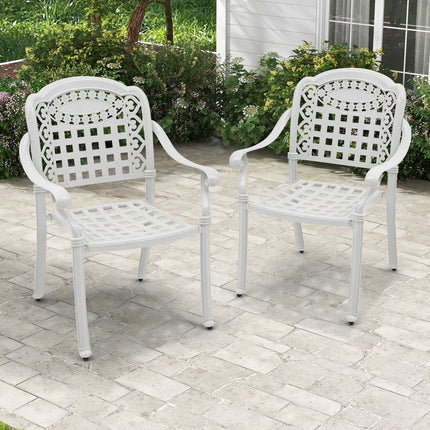Patio-Essstühle, 2er-Set, Aluminiumguss, Weiß