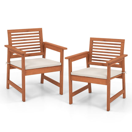 Terrassen-Essstühle 2er-Set, Massivholz mit Kissen