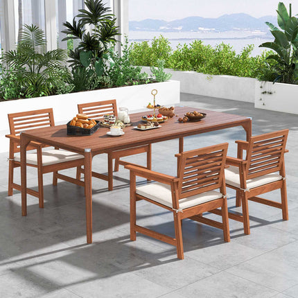 Terrassen-Essstühle 2er-Set, Massivholz mit Kissen