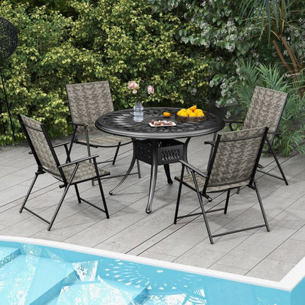 Patio Folding Chairs Set of 2, Armrests, PE Rattan