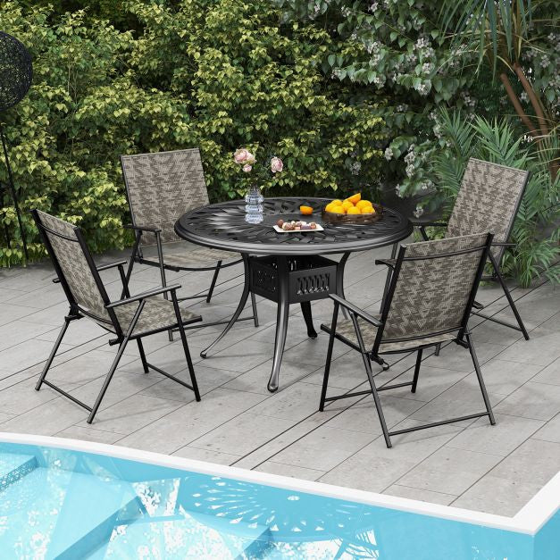 Terrassen-Klappstühle 2er-Set, Armlehnen, PE-Rattan
