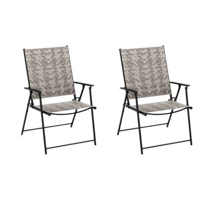 Patio Folding Chairs Set of 2, Armrests, PE Rattan