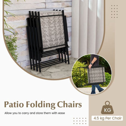 Patio Folding Chairs Set of 2, Armrests, PE Rattan