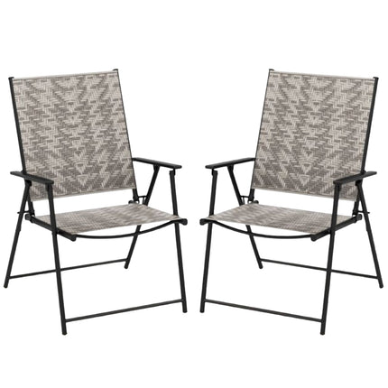 Patio Folding Chairs Set of 2, Armrests, PE Rattan