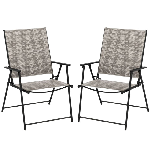 Terrassen-Klappstühle 2er-Set, Armlehnen, PE-Rattan