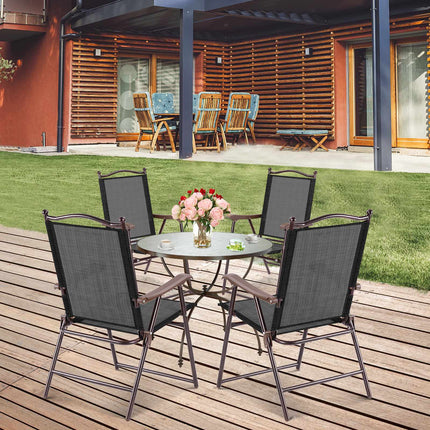 Patio Folding Chairs Set of 2 with Armrests, Black