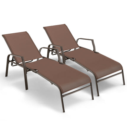 Terrassen-Klappliegestuhl-Set, 2er-Pack, verstellbare Rückenlehne