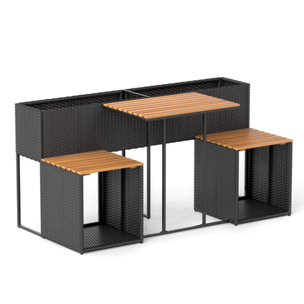 Patio Furniture Set with Raised Garden Bed, Black