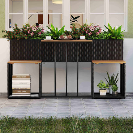 Patio Furniture Set with Raised Garden Bed, Black