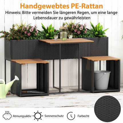 Patio Furniture Set with Raised Garden Bed, Black