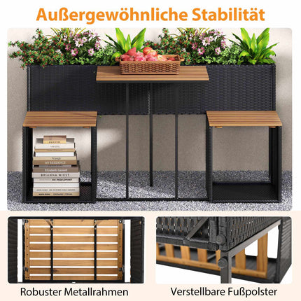 Patio Furniture Set with Raised Garden Bed, Black
