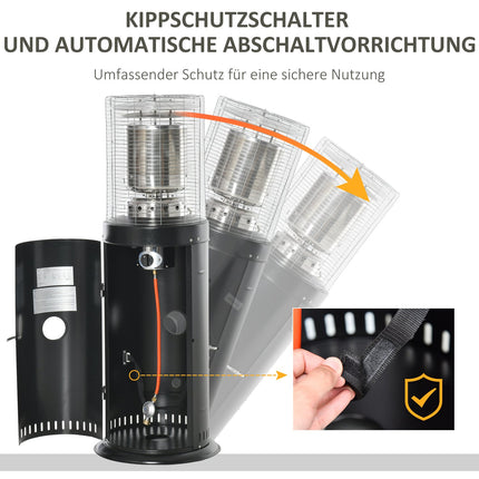 Terrassenheizer, Edelstahl, tragbar mit Sicherheitsschalter