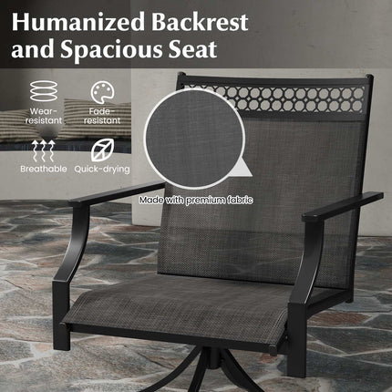 Patio Swivel Dining Chairs, Set of 2, Quick-Dry, Gray