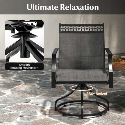 Patio Swivel Dining Chairs, Set of 2, Quick-Dry, Gray
