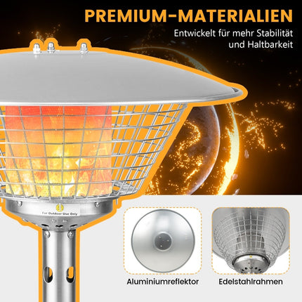 Stolní zahradní ohřívač, 3200W, nerezová ocel, bezpečný