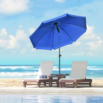 Parasol de terrasse Ø 180 cm, protection UV, parasol de plage, inclinaison réglable, 8 baleines, acier, bleu