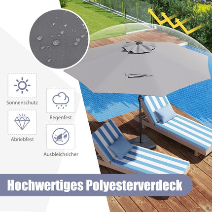 Patio Umbrella 250 cm with Crank, 8 Ribs, Grey