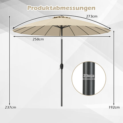 Sonnenschirm 258 cm, Beige, Kurbelmechanismus, Kippfunktion 35