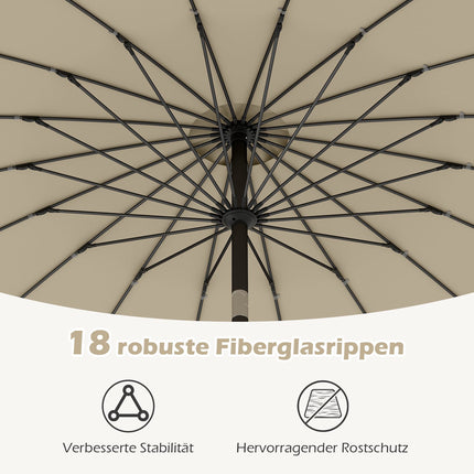 Sonnenschirm 258 cm, Beige, Kurbelmechanismus, Kippfunktion 35