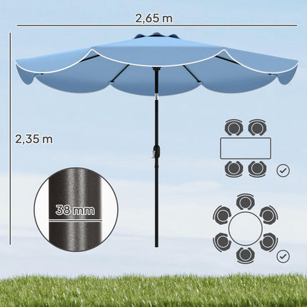 Sonnenschirm, 265 cm, neigbar, blau