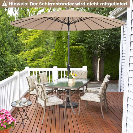 Patio Umbrella 265 cm, UV 50+, Tilt & Crank, Brown