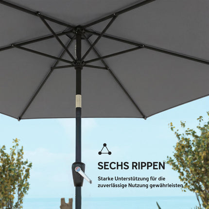 Patio Umbrella, 270cm, UV 50+ Protection, Dark Grey