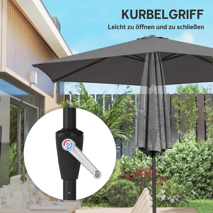 Patio Umbrella, 270cm, UV 50+ Protection, Dark Grey