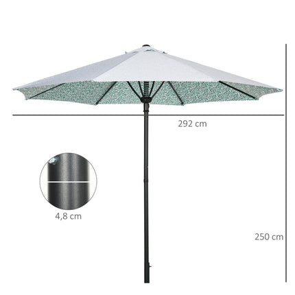 Großer grüner Sonnenschirm mit Metallstange - Ø292 cm