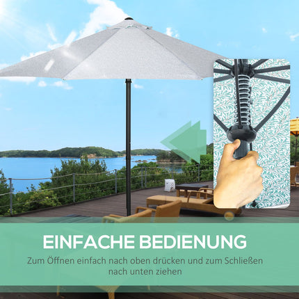 Großer grüner Sonnenschirm mit Metallstange - Ø292 cm